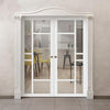 Eco-Urban Isla 6 Pane Solid Wood Internal Door Pair UK Made DD6429G Clear Glass - Eco-Urban® Cloud White Premium Primed