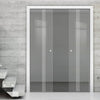 Juniper 8mm Clear Glass - Obscure Printed Design - Double Evokit Pocket Door