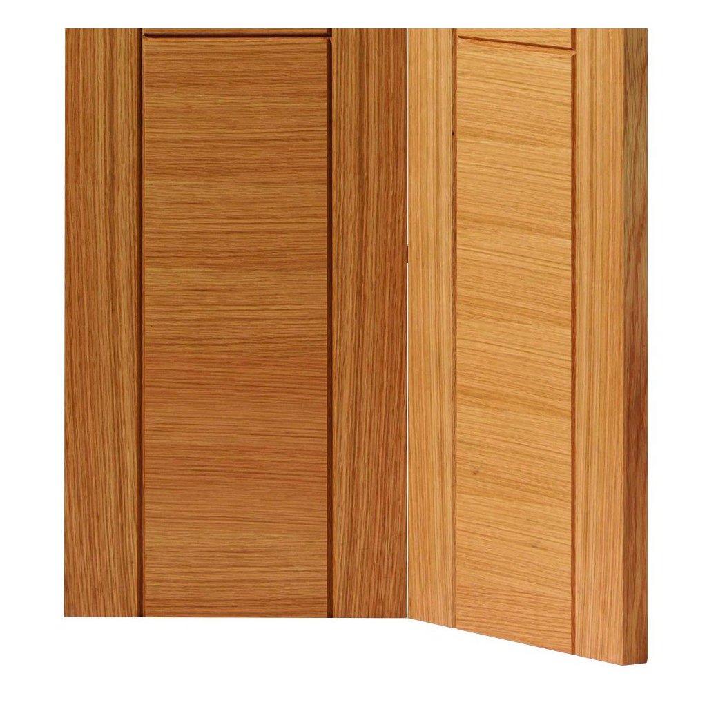 J B Kind Oak Contemporary Mistral Flush Bifold Door - Decorative Groove - Prefinished