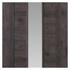 J B Kind Laminates Alabama Cinza Dark Grey Coloured Door Pair - Clear Glass - Prefinished