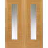 J B Kind Ostria Oak Door Pair - Clear Glass - Prefinished