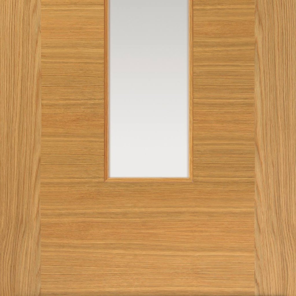 J B Kind Ostria Oak Door Pair - Clear Glass - Prefinished