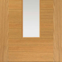 Two Sliding Doors and Frame Kit - Ostria Flush Oak Door - Clear Glass - Prefinished