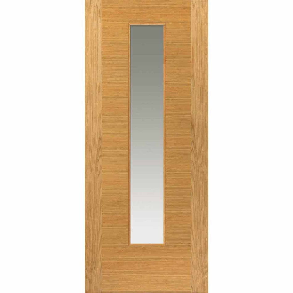 Four Sliding Doors and Frame Kit - Ostria Flush Oak Door - Clear Glass - Prefinished