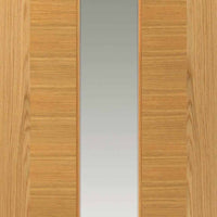 Two Sliding Doors and Frame Kit - Ostria Flush Oak Door - Clear Glass - Prefinished