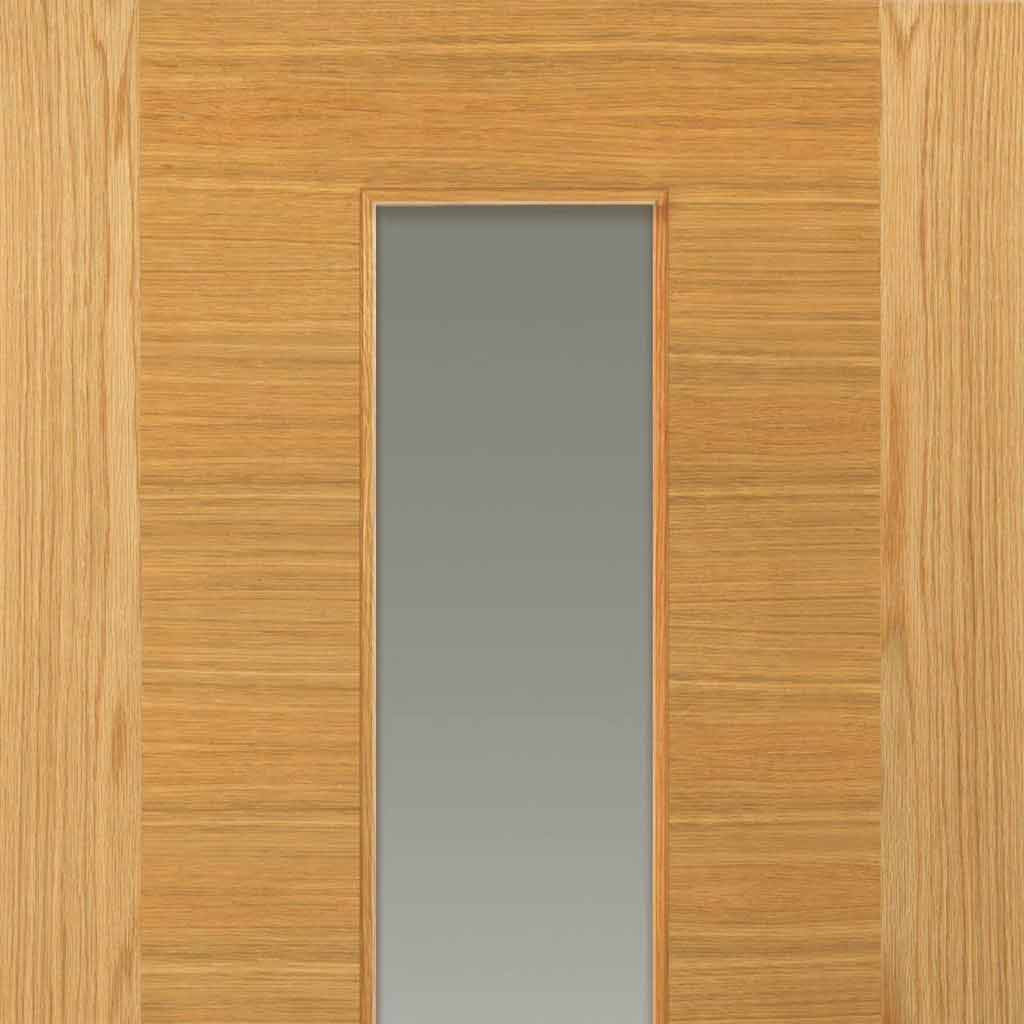 Two Sliding Doors and Frame Kit - Ostria Flush Oak Door - Clear Glass - Prefinished