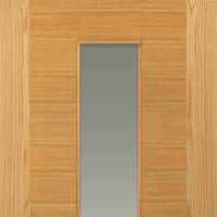 Two Sliding Doors and Frame Kit - Ostria Flush Oak Door - Clear Glass - Prefinished