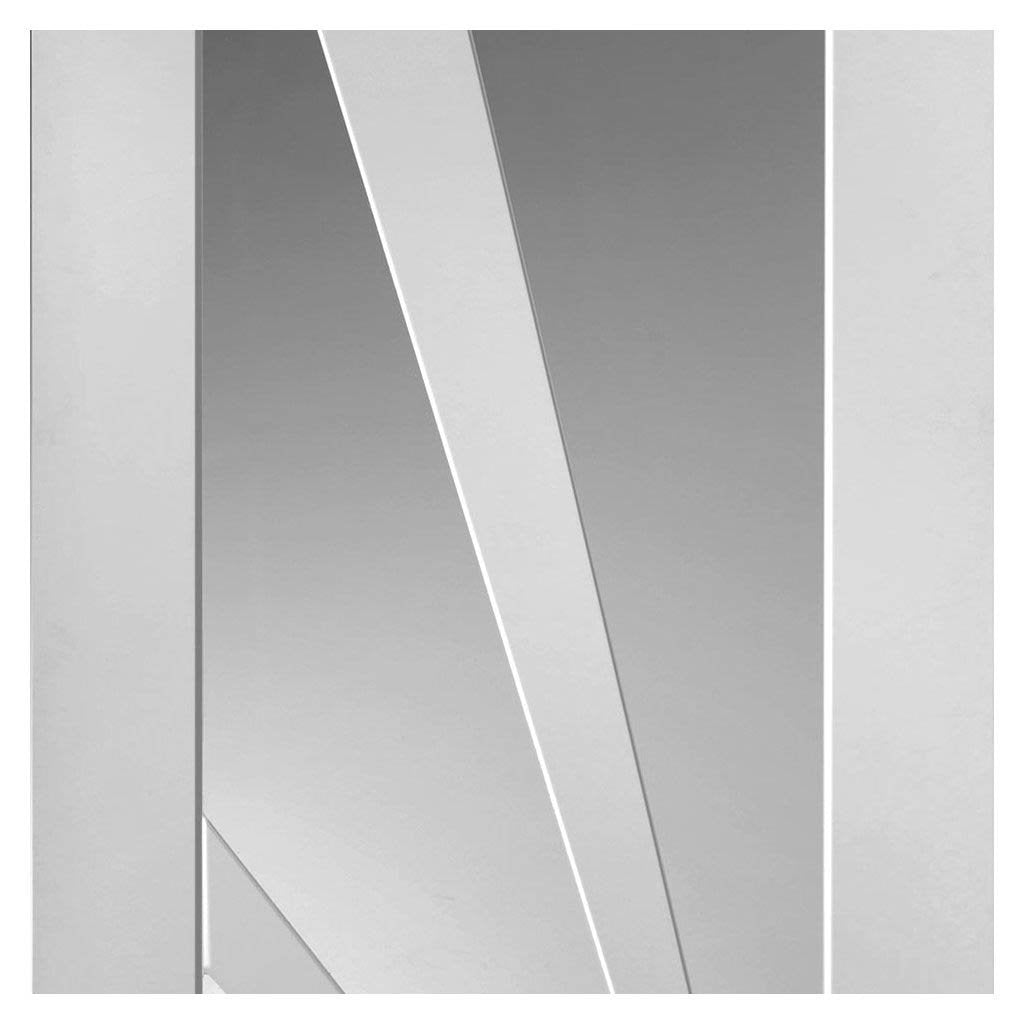 Double Sliding Door & Wall Track - Calypso Aurora White Primed Doors - Clear Glass