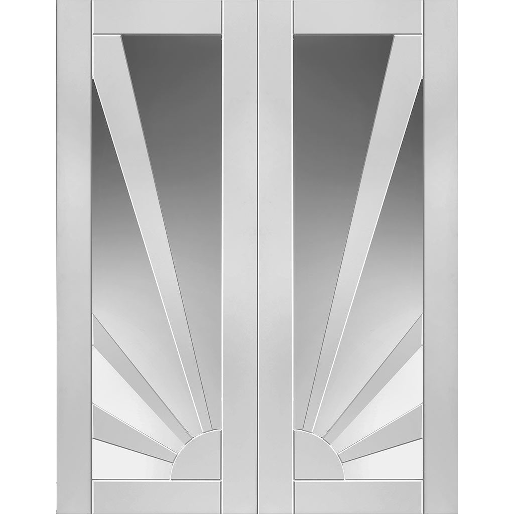 J B Kind Calypso Aurora White Primed Door Pair - Clear Glass