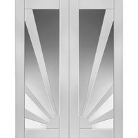 J B Kind Calypso Aurora White Primed Door Pair - Clear Glass