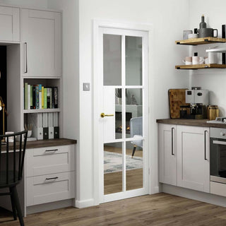 Image: JB Kind Industrial Civic White Internal Door - Clear Glass - Prefinished