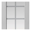 J B Kind Decca White Primed Door Pair - Etched Lines on Clear Glass