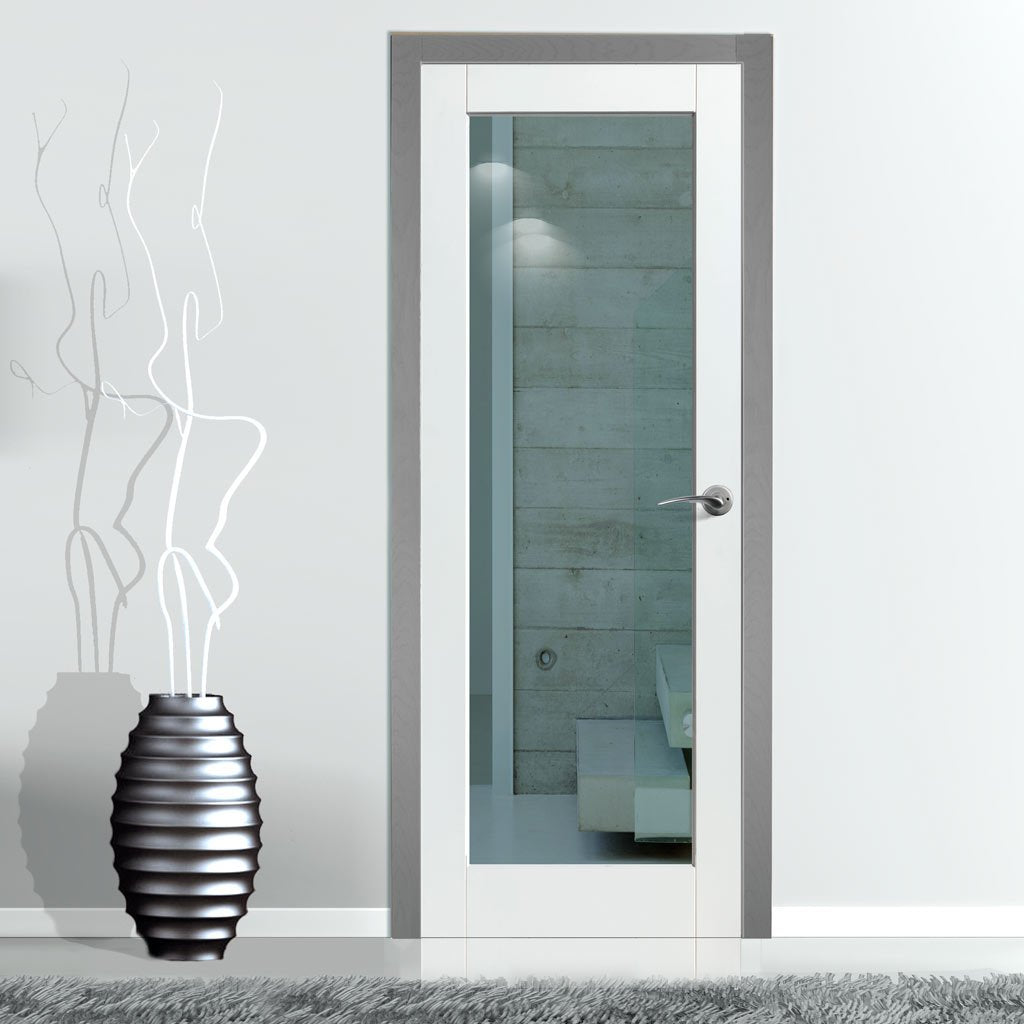 Simpli Door Set - Patt 10 White Primed Door - Clear Glass