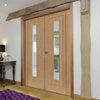 J B Kind Laminates Hudson Oak Coloured Internal Door Pair - Clear Glass - Prefinished