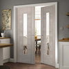 J B Kind Laminates Alabama Fumo Smoky Grey Coloured Door Pair - Clear Glass - Prefinished