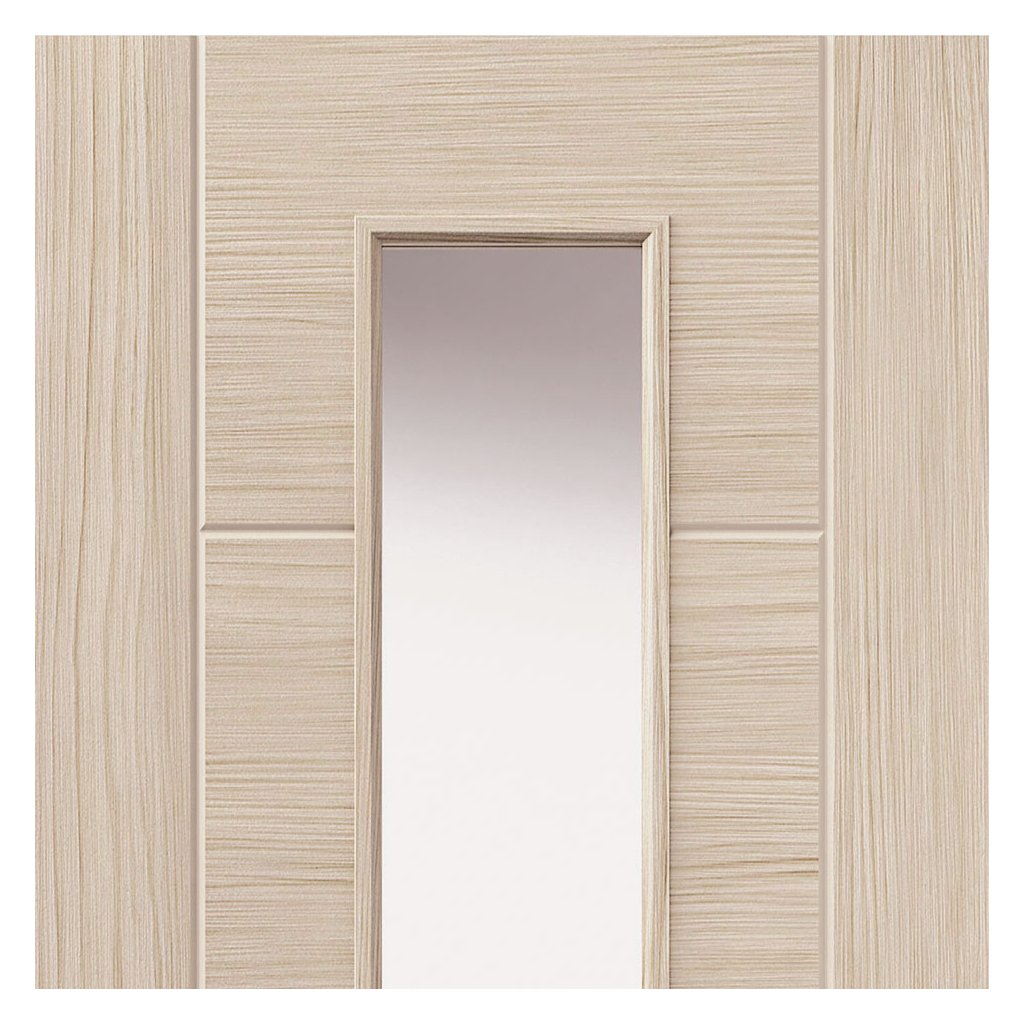 J B Kind Laminates Ivory Painted Door Pair - Clear Glass - Prefinished
