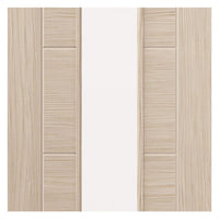 J B Kind Laminates Ivory Painted Door Pair - Clear Glass - Prefinished