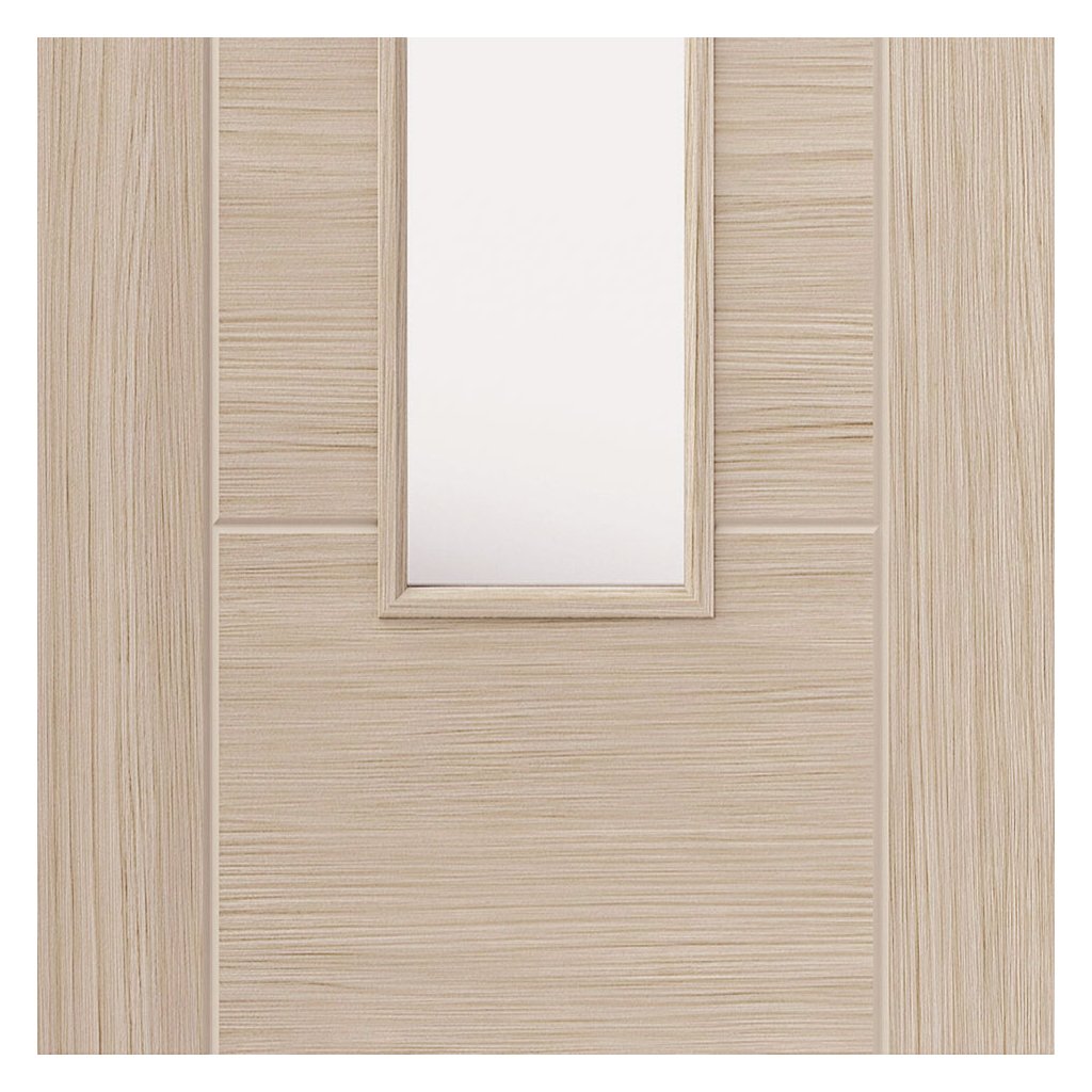 J B Kind Laminates Ivory Painted Door Pair - Clear Glass - Prefinished