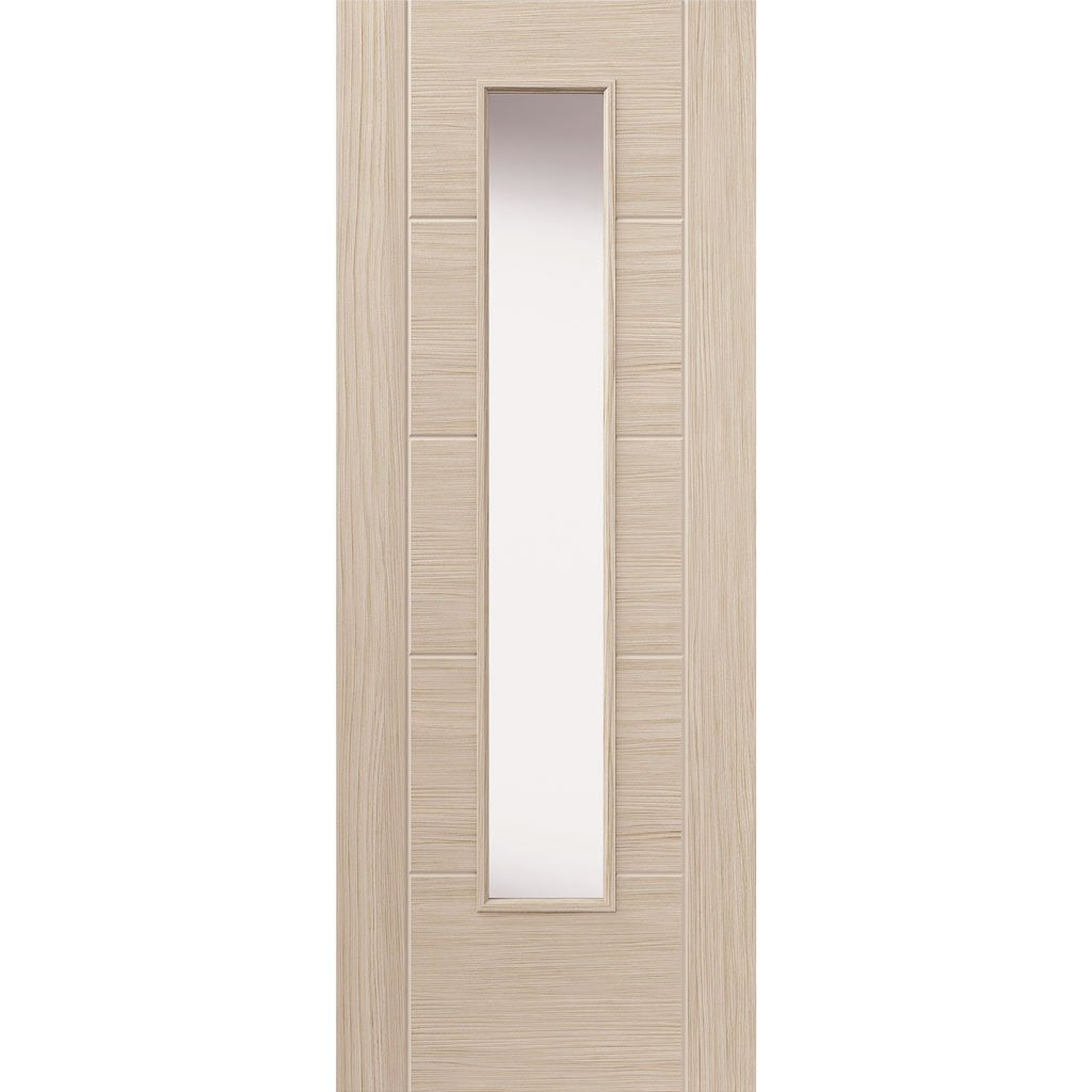 J B Kind Laminates Ivory Painted Door Pair - Clear Glass - Prefinished