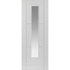 J B Kind Mistral White Primed Flush Door Pair - Clear Glass