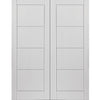 J B Kind Quattro Smooth Moulded Panel Fire Door Pair - 1/2 Hour Fire Rated - White Primed