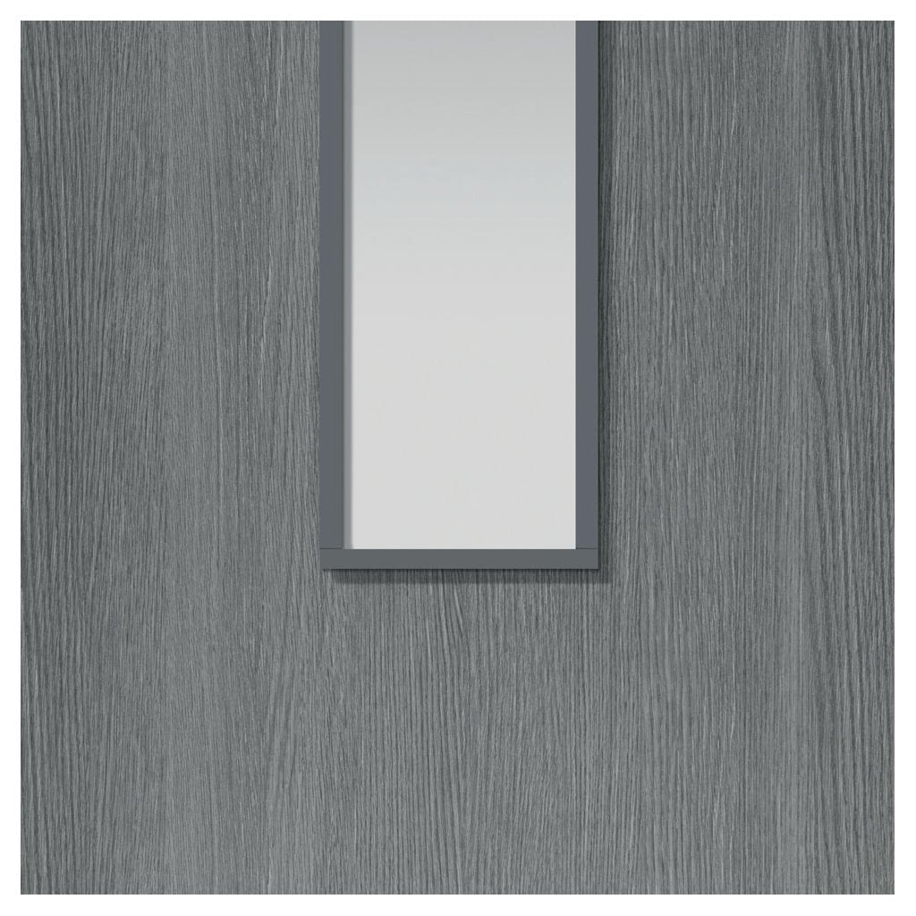 J B Kind Pintado Slate Grey Flush Door Pair - Clear Glass - Prefinished