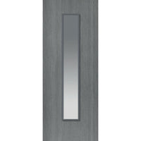 J B Kind Pintado Slate Grey Flush Door Pair - Clear Glass - Prefinished