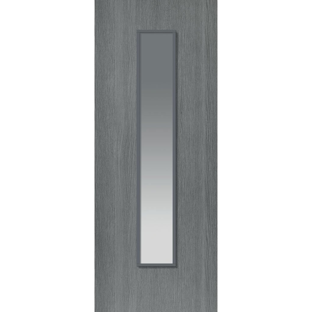 J B Kind Pintado Slate Grey Flush Door Pair - Clear Glass - Prefinished