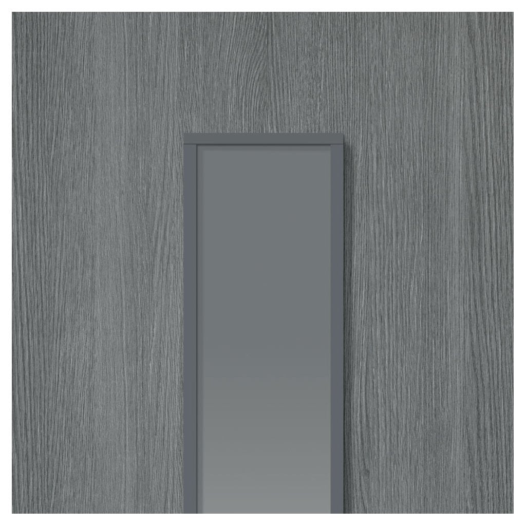 J B Kind Pintado Slate Grey Flush Door Pair - Clear Glass - Prefinished