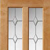 Single Sliding Door & Track - Churnet Oak Door - Leaded Clear glass