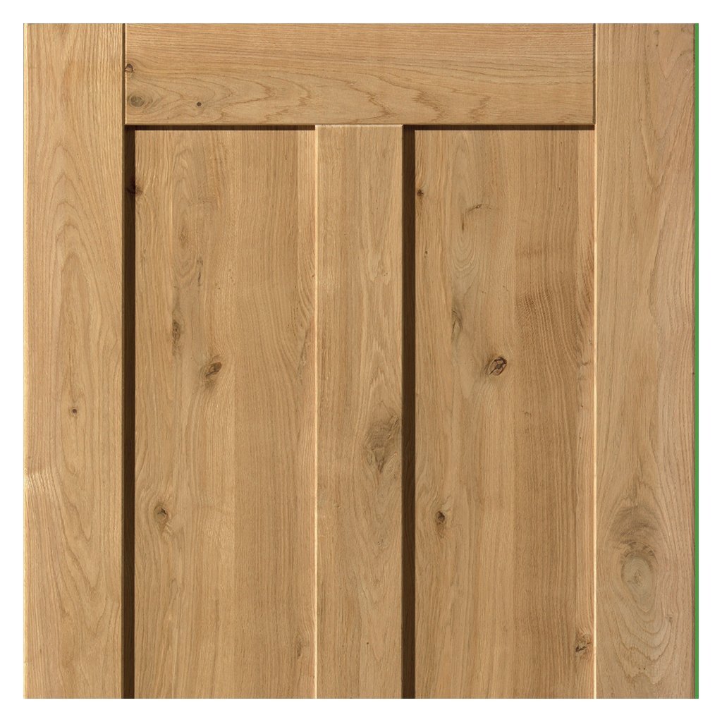 Rustic Oak Shaker 4 Panel Double Evokit Pocket Door Detail - Prefinished