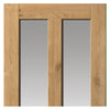 Rustic Oak Shaker 2 Panel 2 Pane Double Evokit Pocket Door Detail - Prefinished - Clear Glass