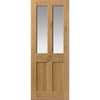 J B Kind Rustic Oak Shaker 2 Panel 2 Pane Door Pair - Clear Glass - Prefinished