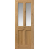 Rustic Oak Shaker 2 Panel 2 Pane Double Evokit Pocket Door Detail - Prefinished - Clear Glass