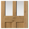 J B Kind Rustic Oak Shaker 2 Panel 2 Pane Door Pair - Clear Glass - Prefinished