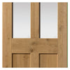 Rustic Oak Shaker 2 Panel 2 Pane Single Evokit Pocket Door Detail - Prefinished - Clear Glass