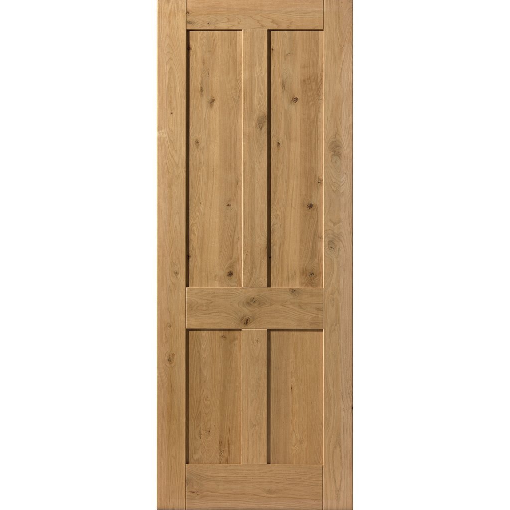 Rustic Oak Shaker 4 Panel Double Evokit Pocket Door Detail - Prefinished