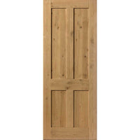 Rustic Oak Shaker 4 Panel Absolute Evokit Double Pocket Door Detail - Prefinished