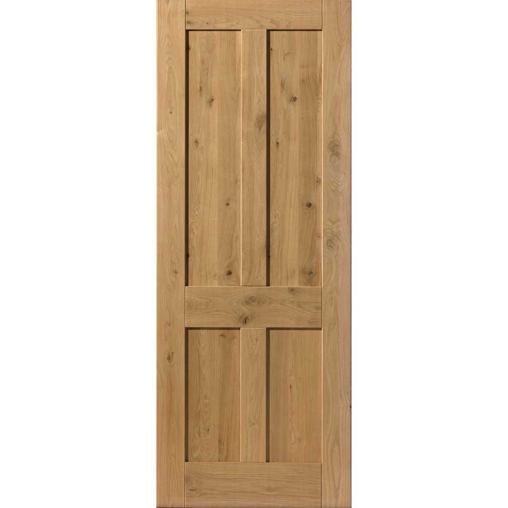 Rustic Oak Shaker 4 Panel Absolute Evokit Pocket Door - Prefinished