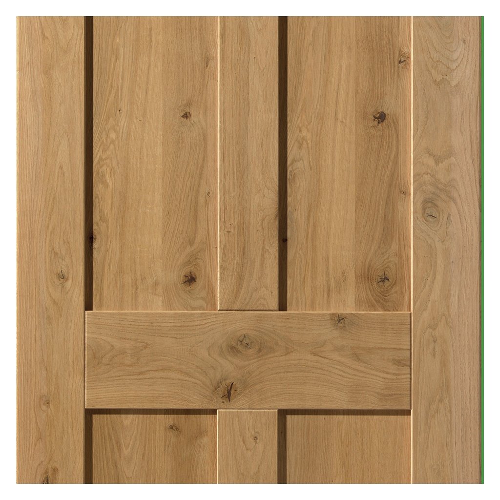 Rustic Oak Shaker 4 Panel Double Evokit Pocket Door Detail - Prefinished