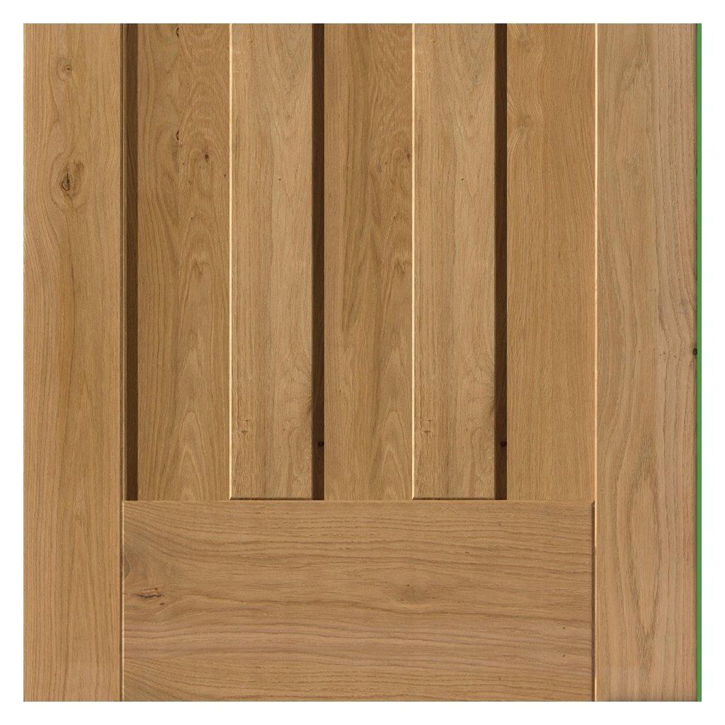 Rustic Oak 1930 DX Shaker Double Evokit Pocket Door Detail - Prefinished - Obscure Glass