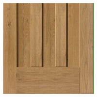 Rustic Oak 1930 DX Shaker Double Evokit Pocket Door Detail - Prefinished - Obscure Glass