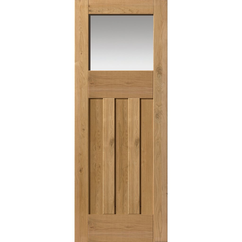 Rustic Oak 1930 DX Shaker Double Evokit Pocket Door Detail - Prefinished - Obscure Glass