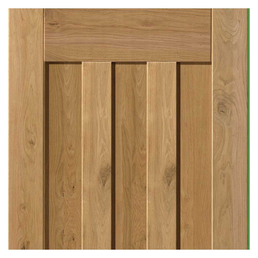 Rustic Oak 1930 DX Shaker Absolute Evokit Double Pocket Door Detail - Prefinished