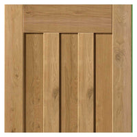 Rustic Oak 1930 DX Shaker Absolute Evokit Double Pocket Door Detail - Prefinished - Obscure Glass