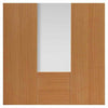 Two Sliding Doors and Frame Kit - Axis Oak Shaker Door - Clear Glass - Prefinished