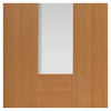 Axis Shaker Oak Single Evokit Pocket Door - Clear Glass - Prefinished