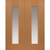 J B Kind Axis Oak Shaker Door Pair - Clear Glass - Prefinished