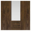 Two Sliding Doors and Frame Kit - Axis Walnut Shaker Door - Clear Glass - Prefinished