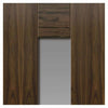 Two Sliding Doors and Frame Kit - Axis Walnut Shaker Door - Clear Glass - Prefinished